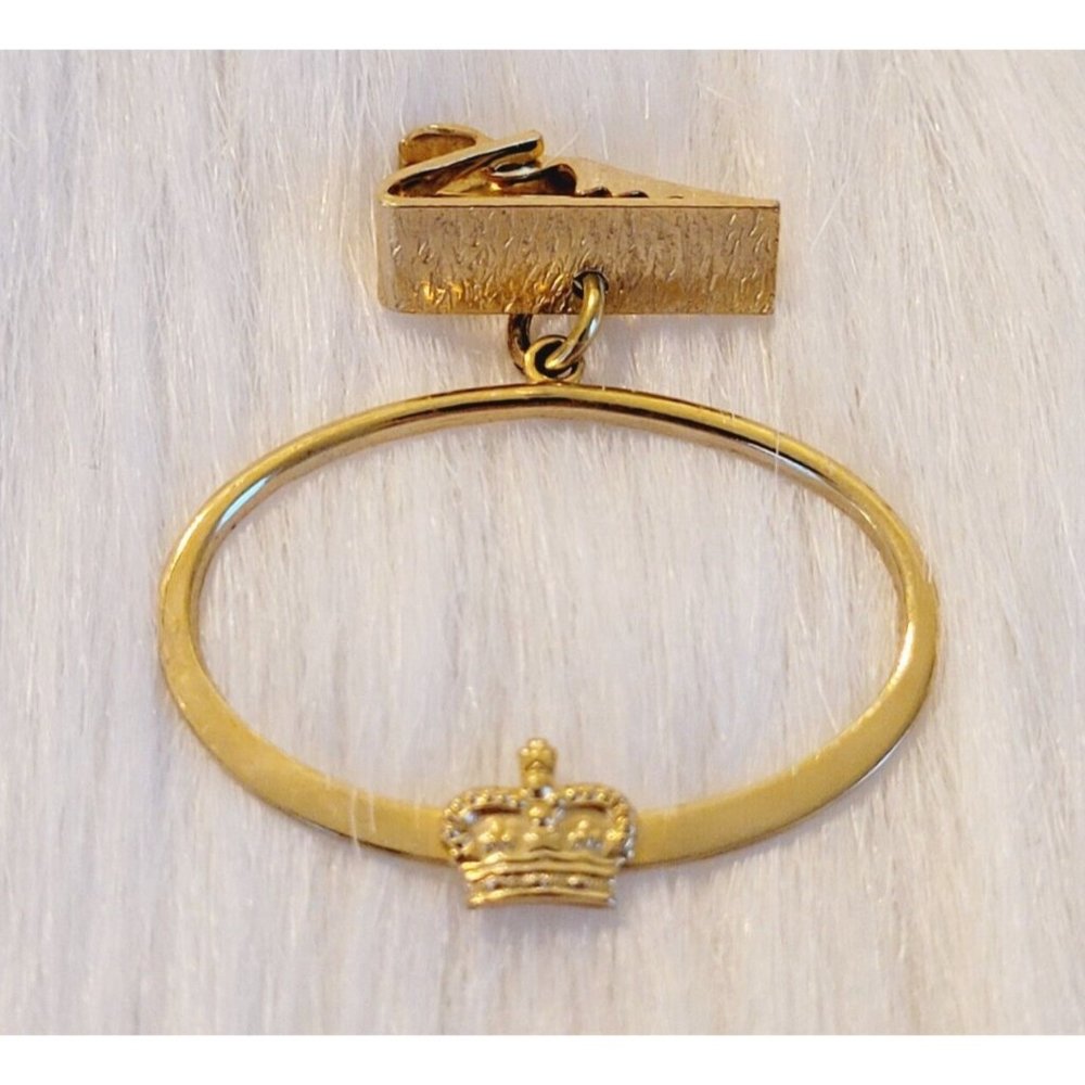 VINtage Royal Crown‎ Pat Pend Tie Clip Gold Tone Metal 15438